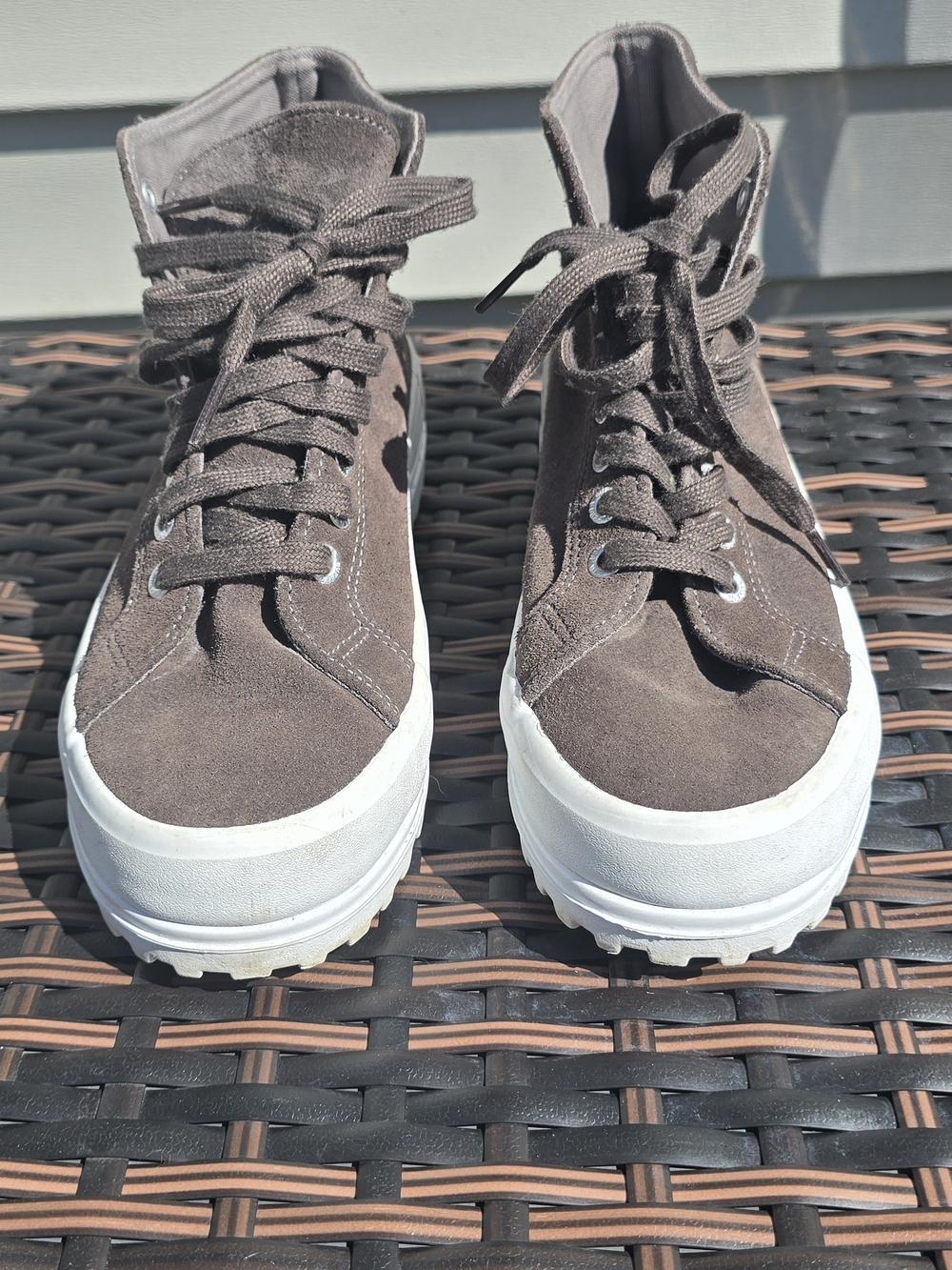 Superga Brown Suede High-Top Sneakers with White Sole